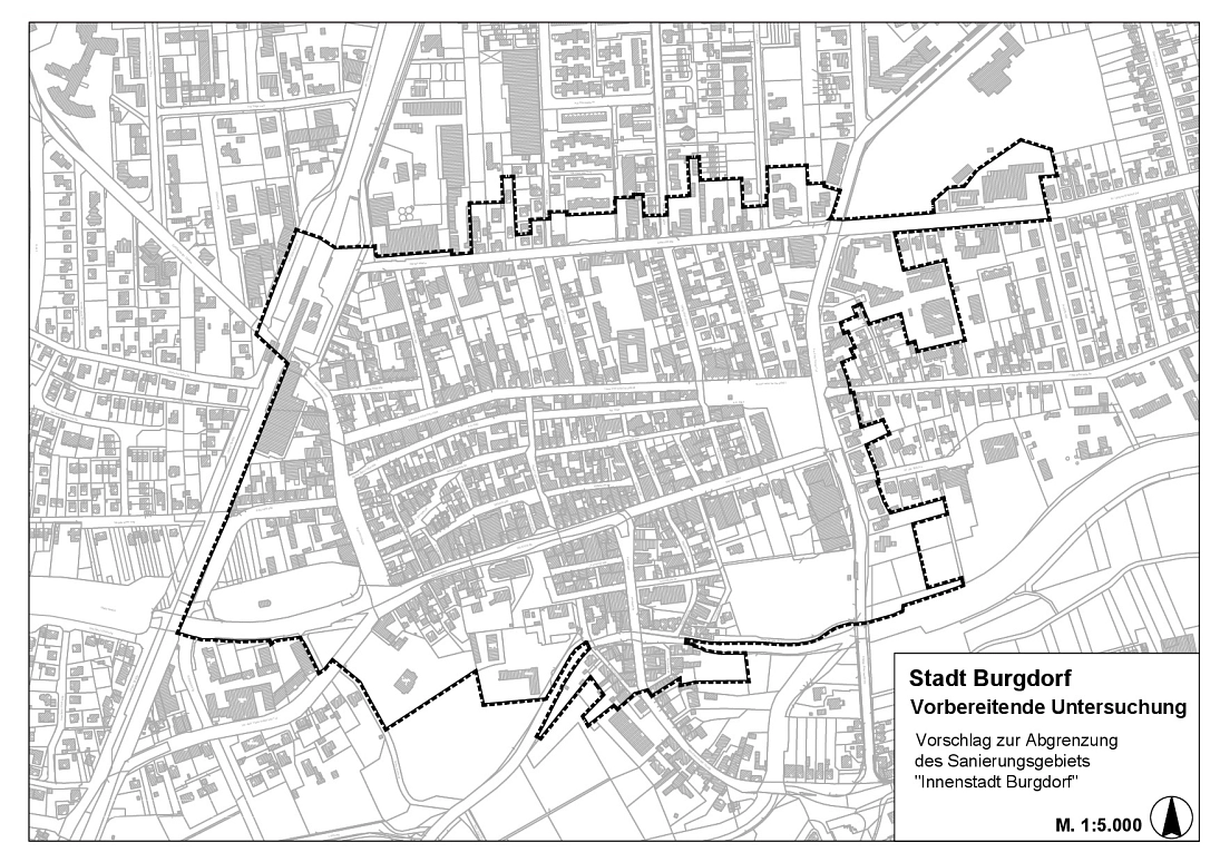 Abgrenzung des potentiellen Sanierungsgebiets&nbsp;&copy;&nbsp;Stadt Burgdorf